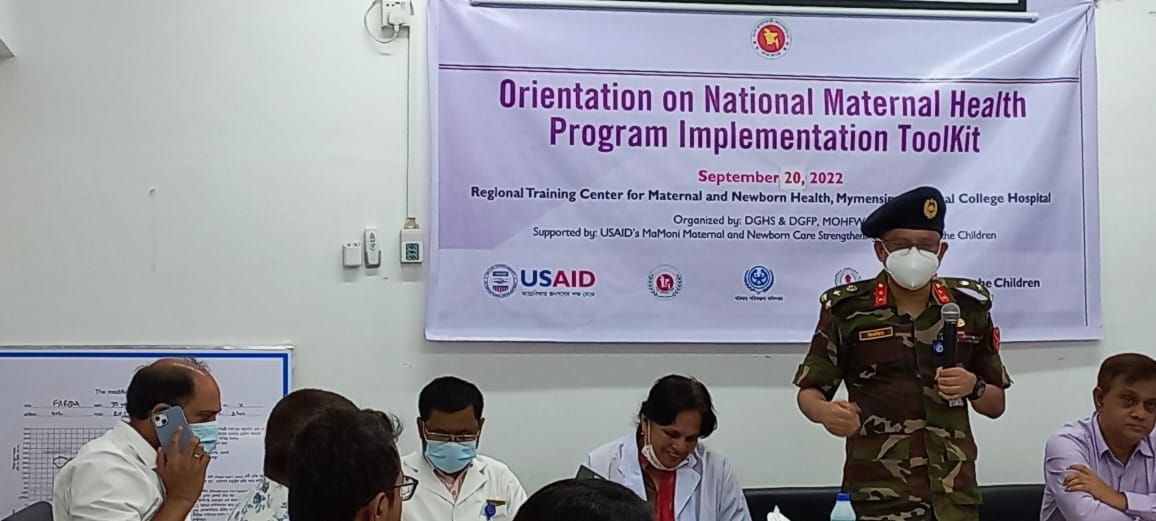 Brig Gen Md Golam Kibria, Director, Mymensingh Medical College Hospital, Launching Orientation on National Materanal Health Program Implementation ToolKit  on September 20, 2022.  Organized By DGHS & DGFP, MOHFW