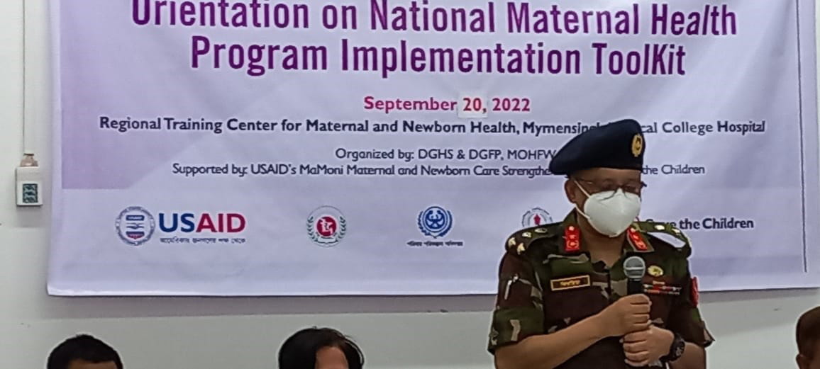 Brig Gen Md Golam Kibria, Director, Mymensingh Medical College Hospital, Launching Orientation on National Materanal Health Program Implementation ToolKit  on September 20, 2022.  Organized By DGHS & DGFP, MOHFW